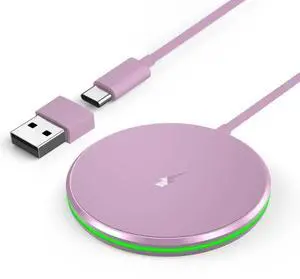 Magnetic Wireless Charger 15W Ultra-Fast Mag-Safe Charger for iPhone 16/16 Pro/16 Plus/16 Pro Max/15/14/13/12 Series Magnet Charging Pad with Sleep-Friendly Ligh for AirPods 3/2/ProPink