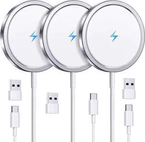 2025 Latest Magnetic Wireless Charger for iPhone: Mag Safe Charger Fast Charging Pad Compatible with iPhone 16 15 14 13 12 Pro Max Plus & Airpods 2 3 4Pro(3 Pack)