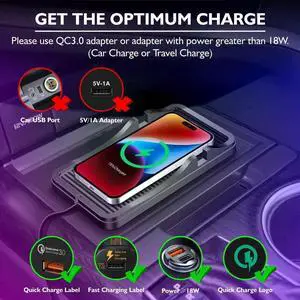 Wireless Charger Car Charging Pad Non-slip 15W 10W 7.5W Fast Charger Mount Adapter for iPhone 13 12 Pro Max 11 8 Plus X XR Xs LG G8 Note 20 10 Galaxy S10 S20 S21 S22 S23 S24 S25 Android Phones