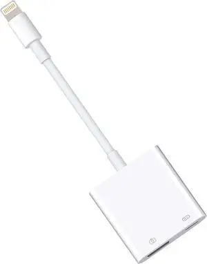 Lightning to USB3 Camera Adapter with Charging Port Lightning Female USB OTG Cable Adapter for Select iPhone iPad Models Support Connect Camera Card Reader USB Flash Drive MIDI Keyboard (WHITE)