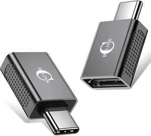 JAENFONG 10Gbps USB C to USB Adapter (2 Pack) USB 3.2 Gen 2 Fit Side by Side USB C Male to USB A Female Converter for iPhone 16 15 Series iPad MacBook and More Type C Devices