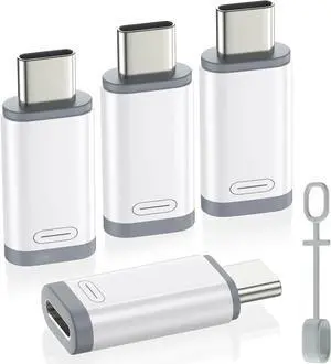 JAENFONG Lightning to USB C Adapter 4Pack NOT for Earphones/Microphone/Flash Drive/ Pencil USB-C to Lightning Adapter for iPhone 15/16 Pro/Pro Max/Plus Galaxy S24 iPad ONLY for Charging/Data Sync