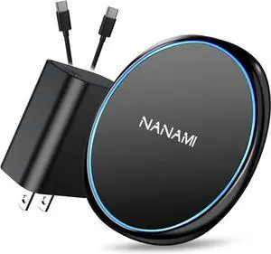 Fast Wireless Charger 7.5W Qi Certified Charging Pad with PD3.0 Adapter USB Charger for iPhone 16/16 Plus/16 Pro/16 Pro Max/15/14/13/12/Airpods 2 10W for S25 S24 S23 S22 S21/Note 20