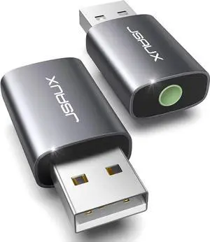 JAENFONG 2 Pack USB to 3.5mm Jack Audio Adapter JSAUX USB to Audio Aux Adapter External Stereo Sound Card TRRS Female Headset for PS4 PS5 Headphone Mac Linux Laptop Desktops Docking Station