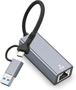 JAENFONG Gigabit Ethernet Adapter USB C to RJ45 1000 Mbps USB 3.0 Wired Network Converter Plug Play Ethernet to USB Type-C Network Adapter for Laptop Windows XP MAC OS Linux Vista 7 8 10 11 More
