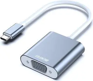 JAENFONG USB C to VGA Adapter Thunderbolt 3/4 to VGA Adapter Compatible with iPhone 15 Pro/Max MacBook Pro/Air 2023 iPad Pro iMac S23 XPS 17 Surface Book 3 and More [Aluminium Shell Grey]