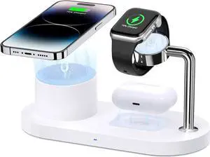 Magnetic Wireless Charger for iPhone: 3 in 1 Charging Station for Multiple Device - 18W Fast Mag-Safe Charger Dock Stand for iPhone 16e 16 15 14 13 12 Pro Max Watch iwatch & Airpods