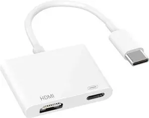 USB C to HDMI Adapter 4K@60Hz Type C to HDMI with 100W PD Fast Charging Port Video & Audio Sync Screen Converter Digital AV Adapter Compatible with iPhone 16/16 Pro/16 Pro Max/15/15 Pro/15 Pro Max