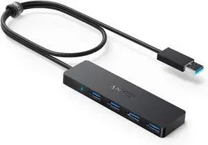 JAENFONG 4-Port USB 3.0 Hub Ultra-Slim Data USB Hub with 2 ft Extended Cable (Charging Not Supported) for MacBook Mac Pro Mac Mini iMac Surface Pro XPS PC Flash Drive Mobile HDD