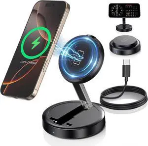 Magnetic Wireless 15W Fast Mag Safe Charger Pad for iPhone 16 Pro Max/16 Pro/16 Plus/16/15/14/13/12 Series Foldable Charging Station Mag-Safe Charger for AirPods 3/2/Pro 2/Pro