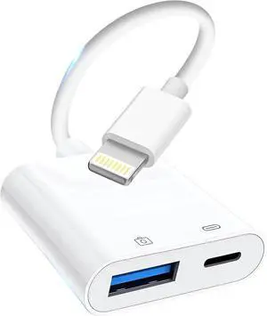 JAENFONG Lightning to USB Camera Adapter for iPhone [ MFi Certified] USB3.0 Female Adapter for iPad with Charging Port Plug and Play OTG Converter Support Card Reader USB Flash Drives Keyboard