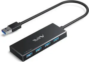JAENFONUSB 3.0 Hub 4 Port USB Splitter Extender Portable Adapter Multiport Data Hub for Laptop Xbox Flash Drive HDD Console Camera Keyborad Mouse Windows Mac OS PC Not Designed to Charge Devices-Black