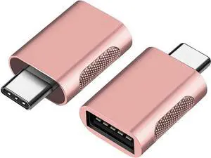 JAENFONG USB C Adapter (2 Pack) High-Speed Data Transfer USB-C to USB 3.0 Female Adapter for MacBook Pro 2020 iPad Pro 2020 Notebook 9 XPS & More Type C Devices (Rose Gold)
