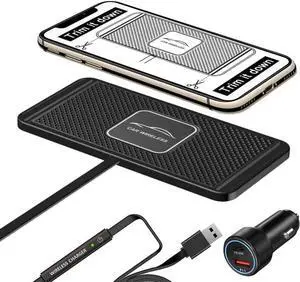 Wireless Car Charger QC 3.0 USB Adapter Kit Fast 15W 10W 7.5W Quick Charge Qi Charging Pad for iPhone 14 13 12 Mini 11 Pro Max 8 Plus X XR Xs LG G8 Note 9 Galaxy S10 S20 S21 S22 Android Phones