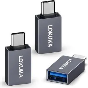 JAENFONG USB C to USB A Female Adapter (3 Pack) 5 Gbps USB 3.0 Female to USB Type C Male OTG Adapter Converter Compatible with MacBook Surface Pad Notebook Galaxy etc Gray