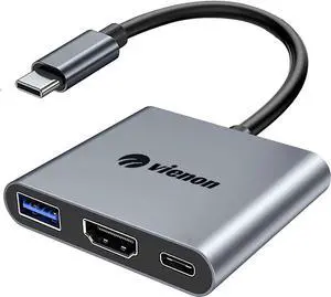 JAENFONG USB C to HDMI Multiport Adapter USB C Hub with 4k HDMI+ USB 3.0 5Gbps + 100W PD Fast Charging Port USB Type C to HDMI Converter for MacBook iPad pro Chromebook and More
