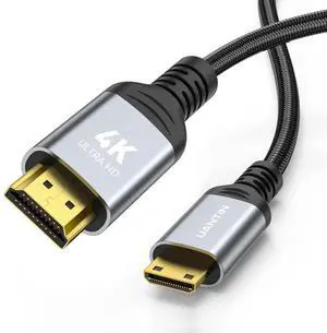 JAENFONG Mini HDMI to HDMI Cable 6FT 4K 60Hz High-Speed Mini HDMI to HDMI 2.0 Braided Cord 18Gbps Compatible with Camera Camcorder Tablet and Graphics/Video Card Laptop Raspberry Pi Zero W
