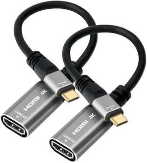 JAENFONG 4K USB C to HDMI Adapter 2 Pack Type-C Male (Source) to HDMI Female (Screen) Converter Connector [Thunderbolt 3/4 Compatible] for iPhone16 Series MacBook Pro Air iPad Pro Galaxy 24-0.6 Feet