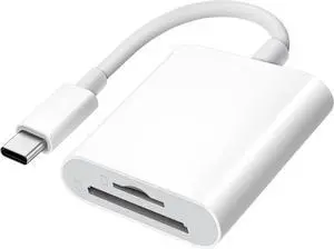 JAENFONG USB C SD Card Reader for iPhone 15 16/iPad/MacBook/Mac USB-C Type C SD Reader Supports SD and MicroSD Memory Card Adapter Trail Camera Viewer Plug and Play - 2 Slots
