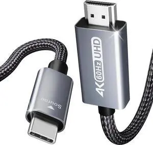 JAENFONG USB C to HDMI 6 Feet Cable [4K@60Hz Aluminum Shell Nylon Braided] USB Type-C to HDMI Cable [Thunderbolt 3/4/5] Compatible for MacBook Pro/Air/iPad Pro 2023/2022/2021/2020/2019 Gray