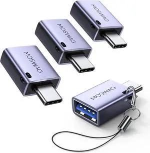 JAENFONG USB C to USB Adapter 4 Pack USBC Male to USB 3.0 Female MacBook Pro Air Adapter Type C Thunderbolt 3 OTG Converter for MacBook Chromebook Surface Galaxy S24 S23 iPhone 15 16