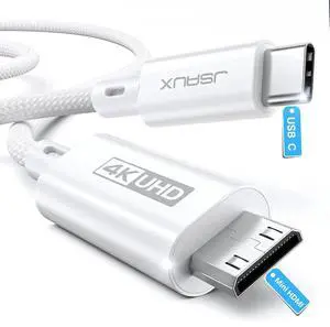 JAENFONG USB C to Mini HDMI Cable 3FT High Speed 4K Type C to Mini HDMI (4K@30Hz/2K@60Hz/1080P) Uni-Directional Cord Compatible with Portable Monitor Steam Deck Laptop Phone MacBook iPad