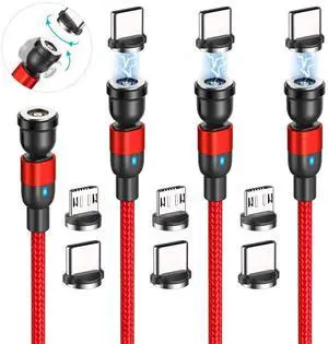 4 Pack 10ft Magnetic Charging Cable 540 Rotation Nylon Braided Type C & Micro USB Compatible 4 Pack 10ft Magnetic Charging Cable 540 Rotation Nylon Braided Type C & Micro USB Compatible