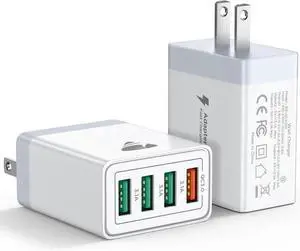 USB Wall Charger Block 2-Pack 40W 4-Port USB Cube Power Adapter Plug Multiport Charging Blocks Box Brick for iPhone 16 15 14 13 12 11 Pro Max XR Xs Max 8 7 6 Plus LG Moto Android Phones