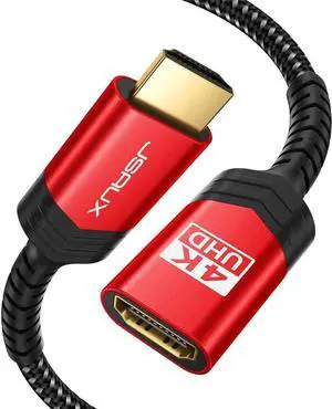 JAENFONG HDMI Extension Cable 3.3FT 4K 60Hz High Speed HDMI Extender Cord Male to Female Adapter Connector (HDR HDCP 2.2) Compatible with TV Streaming Stick Bluray Player HDTV Laptop PC - Red JAENFONG HDMI Extension Cable 3.3FT 4K 60Hz High Speed HDMI Extender Cord Male to Female Adapter Connector (HDR HDCP 2.2) Compatible with TV Streaming Stick Bluray Player HDTV Laptop PC - Red