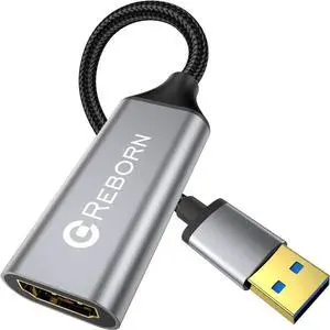 JAENFONG USB to HDMI Adapter 1080P@60Hz USB 3.0 Male to HDMI Female Multi-Display Cable Converter Suitable for MacOS Windows 7/8/10/11