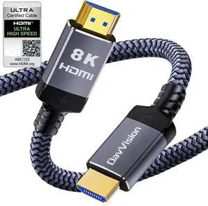 JAENFONG 10K 8K HDMI 2.1 Cable 6.6FT eARC Certified Ultra High Speed PS5 HDMI Cable Braided-8K@60Hz 4K@120Hz 48Gbps HDCP 2.2 & 2.3 HDR 10 Compatible with PS5/Xbox/TV/RTX 4090/Monitor