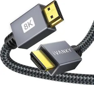 JAENFONG 10K 8K HDMI Cable 10 ft 48Gbps HDMI 2.1 Cable 10ft Ultra High Speed 8K@60Hz 4K@120Hz HDR/eARC/HDCP 2.2&2.3 Braided HDMI Cord 10ft Compatible for TV/PS5/Xbox/Laptop/Monitor/PC/Switch