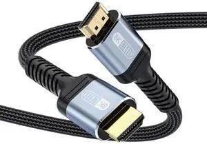 10K 8K 4K HDMI 2.1 Cable 6ft 48Gbps Ultra High Speed HDMI Cable Braided Cord-8K@60Hz 4K@120Hz Dynamic HDR eARC HDCP 2.2&2.3 3D for TV/Laptop/Monitor/PS5/Xbox/Projector/Entertainment/Sound System