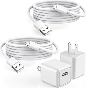 iPhone Charger 2Pack 6FT USB Wall Charger Fast Charging USB Cable Charging Cube Travel Plug Block with 6Foot Fast Cuble Lightning Cable Cord for iPhone 14 13 12 11 Pro Max XS XR X 8 7 SE2022 iPad