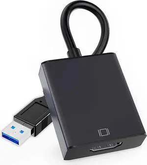 JAENFONG USB to HDMI Adapter for Monitor Multiple HDMI to USB Adapter 1920 * 1080P Compatible with Windows XP/7/8/9/10/11 - Black