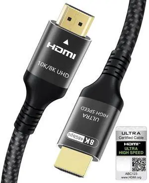 JAENFONG Certified 10K 8K HDMI 2.1 Cable 10 FT 48Gbps Ultra High Speed HDMI Cable with Ethernet 4K 240Hz 165Hz 144Hz 120Hz 8K60Hz eARC HDCP2.3 HDR10+ PC Laptop TV Monitor Projector JAENFONG Certified 10K 8K HDMI 2.1 Cable 10 FT 48Gbps Ultra High Speed HDMI Cable with Ethernet 4K 240Hz 165Hz 144Hz 120Hz 8K60Hz eARC HDCP2.3 HDR10+ PC Laptop TV Monitor Projector