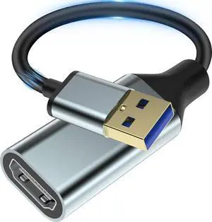 JAENFONG USB to HDMI Adapter [1080P Full HD Built-in Driver] HDMI Adapter for Laptop to Monitor USB 3.0 to TV Screen Converter for MacOS/Windows 11/10/8.1/8/7 Computers Desktops PC MacBook