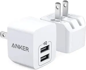 2-Pack Dual Port 12W USB A Charger Block with Foldable Plug Charging Box Brick Cube for iPhone 16 15 14 13 12 Pro Max Galaxy S22 S21 Note 20