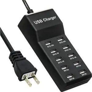 USB Charging Station 10-Port Charging Station for Phones/Tablets/Watches (Black 10 USB-A) USB Charging Station 10-Port Charging Station for Phones/Tablets/Watches (Black 10 USB-A)