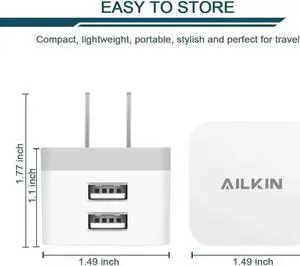 JAENFONG 3Pack USB Wall Charger Plug 2.4A Dual Port USB Adapter Power Cube Fast Charging Station Box Base for iPhone 16e 16 15 14 13 12 Pro Max SE 11 XR XS X/8 Phones Charge Block