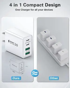 USB C Charger Block 2Pack 40W 4-Port Type C Fast Charging Block Dual PD Power Adapter+QC Plug Double USB Wall Charger Blocks Multiple USBC Charging Cube for iPhone 16 15 14 13 12 11 Pro Max