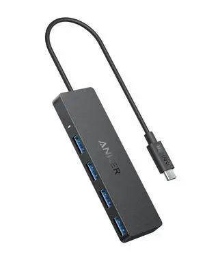 JAENFONG 4-Port USB 3.0 Hub with 5Gbps Data Transfer Ultra-Slim Data USB C Hub [Charging Not Supported] for MacBook iMac Surface Mobile HDD and More (USB-C 0.7 ft)