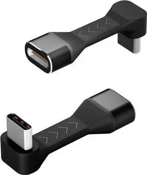 JAENFONG USB-C Male to Female Adapter 90 Degree 18W Flexural USB Type C Adapter Extension for Steam Deck ROG Ally Switch Laptop Tablet and Mobile Phones Supports 4K@60Hz 10Gbps Data Transfer(2 Pack)
