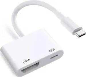 [MFi Certified] USB C to HDMI Adapter for iPhone 16 15 to TV 4K@60Hz Type-C to HDMI Adapter with 100W Fast Charging Port for iPhone 16/16 Plus/16 Pro/16 Pro Max/15 Pro Max to HDTV Projector Monitor