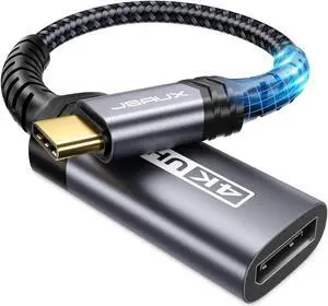 JAENFONG USB C to DisplayPort Adapter 4K@60Hz Type C to Display Port Cable Adapter Compatible with iPhone 15 Pro Max MacBook Pro 2019 2018 Surface Book XPS Galaxy S24 S23 Note 20-Grey