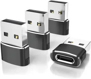 JAENFONG USB to USB C Adapter 4 Pack USBC Female to A Male Car Charger Type C Converter for iPhone 16 16e Pro Max 15 14 13 12 Plus Watch iWatch 10 9 8 iPad Air Galaxy S25 Serial Adaptor