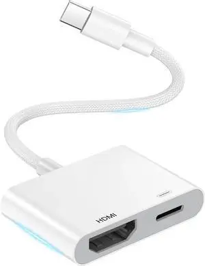 JAENFONG USB C to HDMI Adapter for iPhone 16 to TV USB Type C Digital AV Adapter 4K Sync Screen Woven Cable for iPhone 16/16 Plus/16 Pro/16 Pro Max/15/15 Pro Max to HDTV Projector Monitor JAENFONG USB C to HDMI Adapter for iPhone 16 to TV USB Type C Digital AV Adapter 4K Sync Screen Woven Cable for iPhone 16/16 Plus/16 Pro/16 Pro Max/15/15 Pro Max to HDTV Projector Monitor