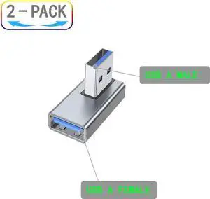 JAENFONG USB 3.0 Adapter 90 Degree Right Angle Design Supports 5Gbps Data Transfer Speed 15W Fast Charging Compatible with Laptop Speaker Keyboard USB Hub Mouse Hard Drive