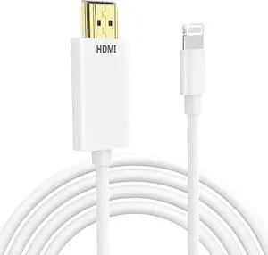 JAENFONG Lightning to HDMI Cable for iPhone Digital AV Adapter 1080P HD Video Sync Screen Connector iPhone to HDMI for TV Projector Monitor 6.6FT