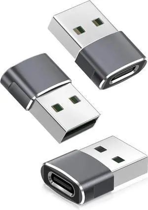 JAENFONG USB to USB C Adapter iPhone 16 16e 15 Pro Max Charger Adapter 3Pack USBC Female to USB A Male Type C OTG Converter for Watch iWatch 10 9 SE AirPod iPad Mini Air Galaxy S25 S24